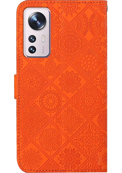 Xiaomi 12 Turuncu İçin Kabartmalı Desen Pu Telefon Kılıfı (Yurt Dışından) fırsatları