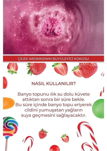 Kozmetik Yoğun Nemlendirici Cilt Yatıştırıcı ve Besleyici Çilek Aromalı 2'li Banyo Topu El Kremi Seti