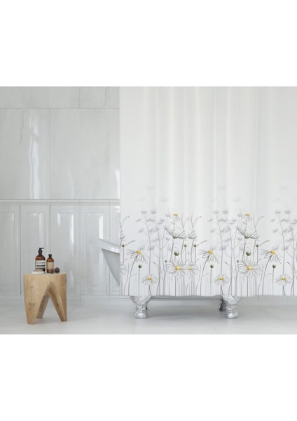 Banyo Perdesi - Tek Kanat Duş Perdesi, Polyester Kumaş Duşakabin Perdesi 180x200 Cm Küvet Perdesi