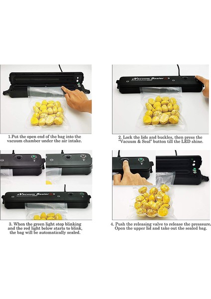 Vakumlu Paketler Için Gıda Kapama Makinesi - Siyah  (Yurt Dışından)