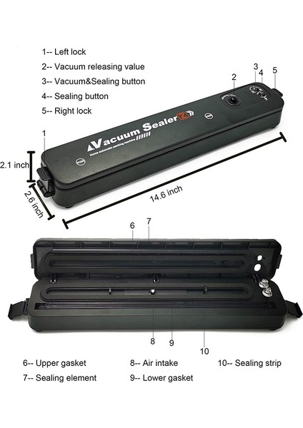 Vakumlu Paketler Için Gıda Kapama Makinesi - Siyah  (Yurt Dışından)