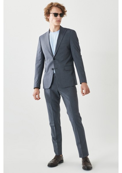 ALTINYILDIZ CLASSICS Erkek Lacivert-gri Ekstra Slim Fit Dar Kesim Kırlangıç Yaka Kareli Klasik Takım Elbise fiyatları