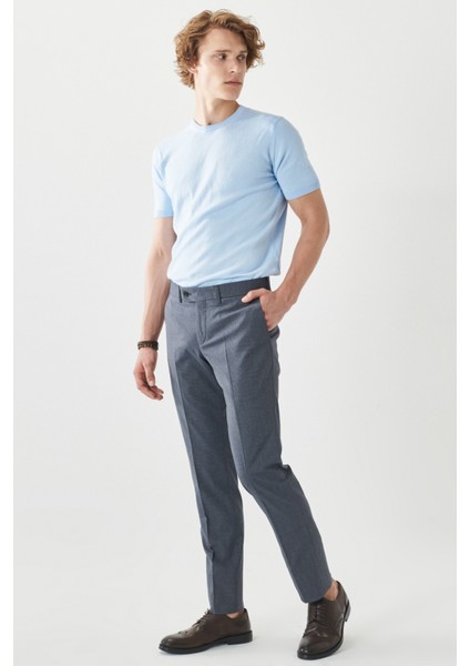 ALTINYILDIZ CLASSICS Erkek Lacivert-gri Ekstra Slim Fit Dar Kesim Kırlangıç Yaka Kareli Klasik Takım Elbise fırsatları