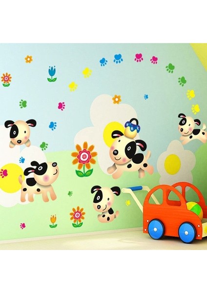 Crystal Kids Çocuk Odası Dekorasyonu Sevimli Yavru Köpekçikler Duvar Sticker