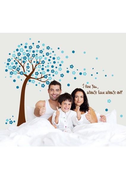 Duvar Sticker Ev Dekorasyonu Mavi Çiçekli Ağaç Pvc Duvar Dekoru fiyatları