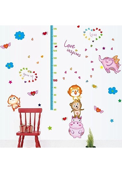 Anaokulu Yuva Kreş Bebek ve Çocuk Odası Boy Ölçer Duvar Dekoru Duvar Sticker