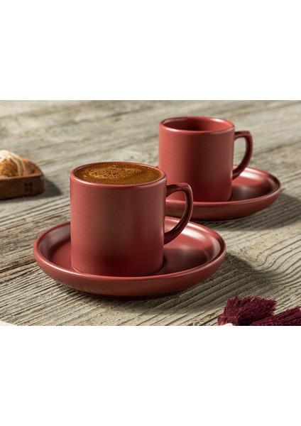 Elated Seramik 2'li Kahve Fıncan Takımı 105 ml Bordo fiyatları