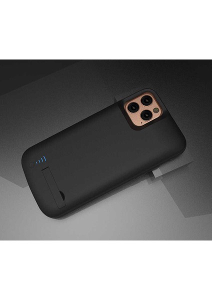 Apple iPhone 13 Pro Max Uyumlu Şarjlı Kılıf Batarya Kılıf Gizli Standlı (6000 Mah) Rechargeable Phone Case