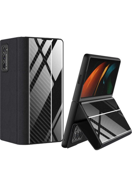 Samsung Galaxy Z Fold 2 Uyumlu Kılıf Pu-Leather Front And Back Cover Case With Stand Feature