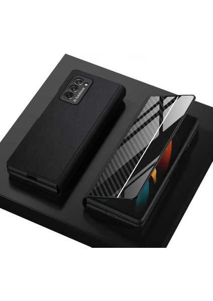 Samsung Galaxy Z Fold 2 Uyumlu Kılıf Pu-Leather Front And Back Cover Case With Stand Feature