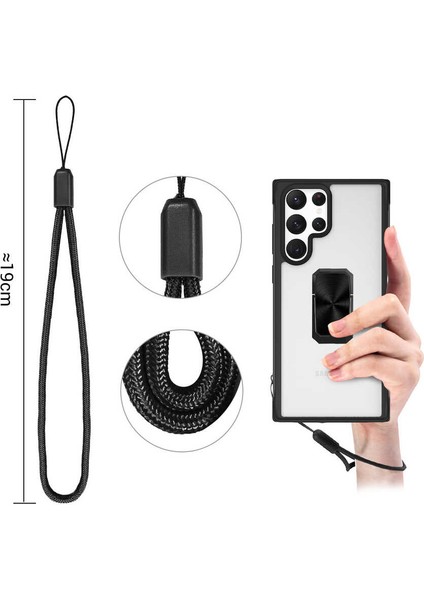 Samsung Galaxy S22 Ultra Uyumlu Kılıf Kapak Ipli Askılı, Metal Stand Yüzüklü Luxury Series Case fiyatları