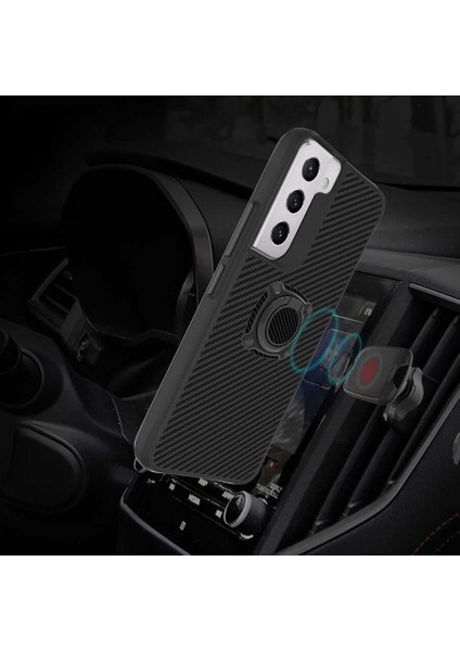 Samsung Galaxy S22 Uyumlu Kılıf Kapak Göz Alıcı Karbon Fiber Koleksiyonu Stand Yüzüklü Case fırsatları