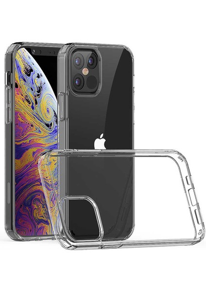 Apple iPhone 12 Pro Uyumlu Kılıf Sert Şeffaf Güçlendirilmiş Kapak Transparent Hard Cover Case