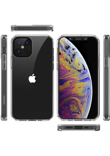 Apple iPhone 12 Pro Uyumlu Kılıf Sert Şeffaf Güçlendirilmiş Kapak Transparent Hard Cover Case