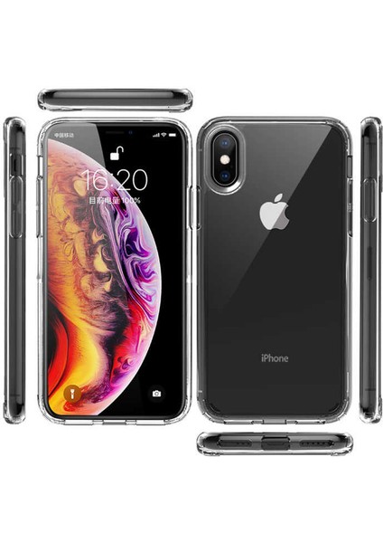 Apple iPhone X-Xs Uyumlu Kılıf Sert Şeffaf Güçlendirilmiş Kapak Transparent Hard Cover Case