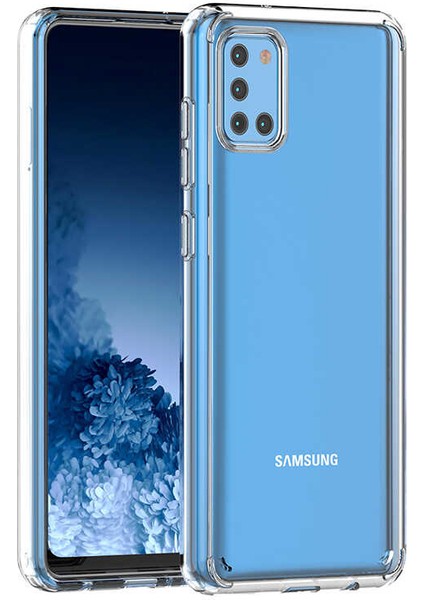 Samsung Galaxy A31 Uyumlu Kılıf Sert Şeffaf Güçlendirilmiş Kapak Transparent Hard Cover Case