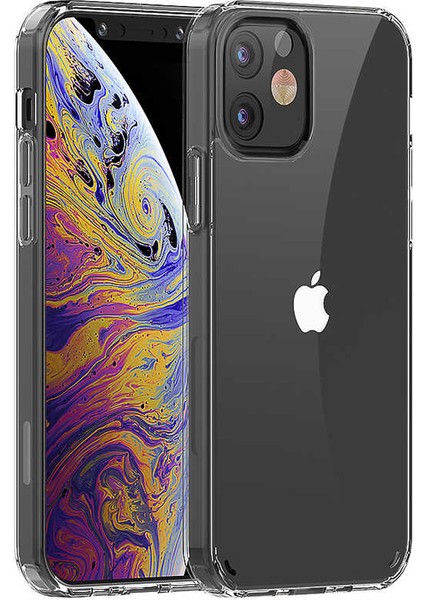 Apple iPhone 12 Uyumlu Kılıf Sert Şeffaf Güçlendirilmiş Kapak Transparent Hard Cover Case