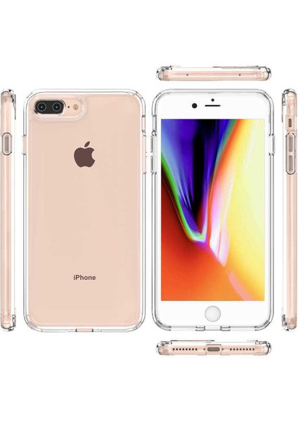 Apple iPhone 7-8 Plus Uyumlu Kılıf Sert Şeffaf Güçlendirilmiş Kapak Transparent Hard Cover Case