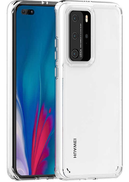 Huawei P40 Pro Uyumlu Kılıf Sert Şeffaf Güçlendirilmiş Kapak Transparent Hard Cover Case