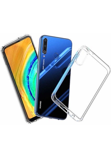 Huawei P40 Lite E Uyumlu Kılıf Sert Şeffaf Güçlendirilmiş Kapak Transparent Hard Cover Case