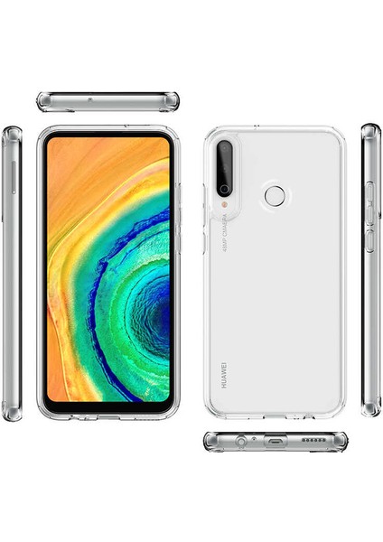 Huawei P40 Lite E Uyumlu Kılıf Sert Şeffaf Güçlendirilmiş Kapak Transparent Hard Cover Case