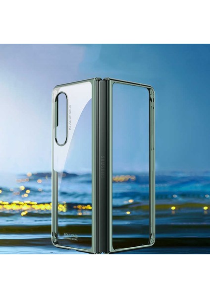 Samsung Galaxy Z Fold 3 Uyumlu Kılıf Metal Görünümlü Ultra Ince Full Koruma Katlanır Kapak