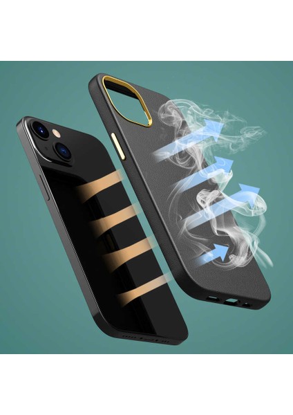 Apple iPhone 13 Uyumlu Kılıf Suni Deri, Özel Üretim, Gold Metal Buton ve Kamera Koruma fiyatları