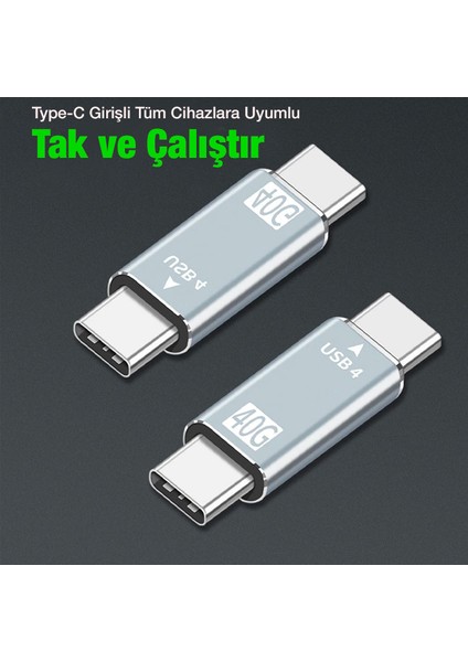 Ally 40GBPS USB 4 Type-C To Type-C Data Dönüştürücü Çevirici Adaptör