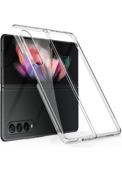 Samsung Galaxy Z Fold 3 Uyumlu Kılıf Metal Görünümlü Ultra Ince Full Koruma Katlanır Kapak