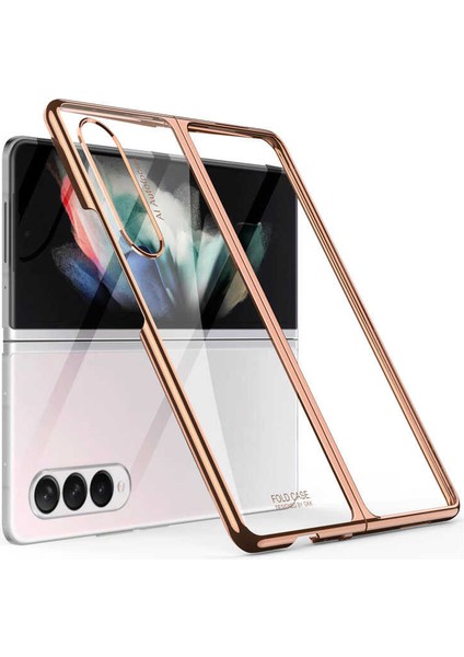 Samsung Galaxy Z Fold 3 Uyumlu Kılıf Metal Görünümlü Ultra Ince Full Koruma Katlanır Kapak