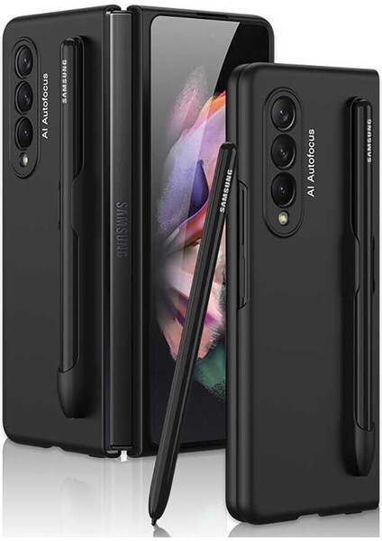 Samsung Galaxy Z Fold 3 Uyumlu Kılıf 180 Degree Open-Close Cover Case With Sliding Pen Slot Compartment