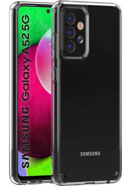 Samsung Galaxy A52 Uyumlu Kılıf Sert Şeffaf Güçlendirilmiş Kapak Transparent Hard Cover Case