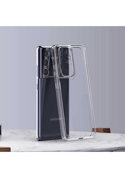 Samsung Galaxy S21 Ultra Uyumlu Kılıf Sert Şeffaf Güçlendirilmiş Kapak Transparent Hard Cover Case fırsatları