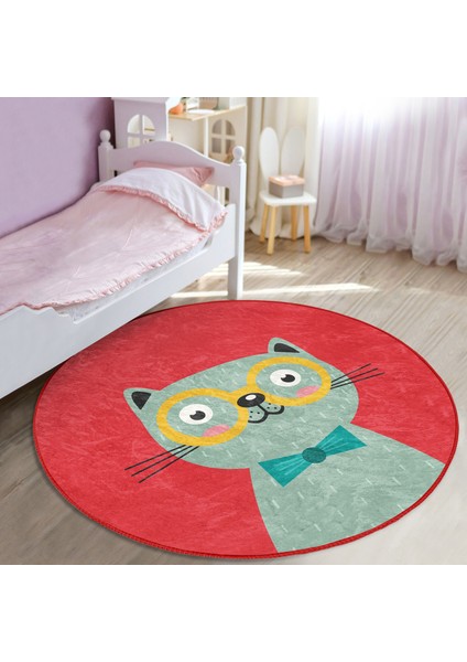 Renkli Kedi Çocuk & Genç Odası Makinede Yıkanabilir Kaymaz Tabanlı Yuvarlak Çocuk Halısı fiyatları