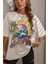 Kadın Kırık Beyaz Venice California Oversize T-Shirt 3