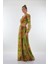 V Yaka Uzun Kol Maxi Şifon Elbise - Bohemian Stil 5