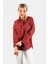 Kadın Oversize Dökümlü Gömlek Vişne 3
