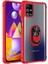 Samsung Galaxy M31S Uyumlu Kılıf Standlı Yüzüklü Şeffaf Metal Ring Ultra Protective Case Kırmızı 1