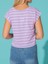 Lila Çizgili Crop Tişört 1