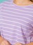 Lila Çizgili Crop Tişört 4