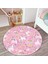 Pembe Zeminli Unicorn Motifli Çocuk & Genç Odası Makinede Yıkanabilir Kaymaz Tabanlı Yuvarlak Çocuk Halısı 1
