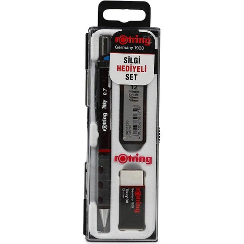 Rotring Tikky Okul Seti 0.7 mm Siyah Versatil Kalem & Silgi & Uç