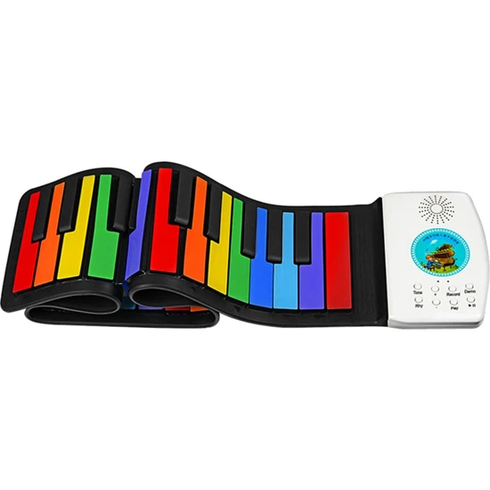 F Fityle Katlanabilir Piyano 49 Keyler Silikon Klavye Yerleşik Pil Gökkuşağı (Yurt Dışından)
