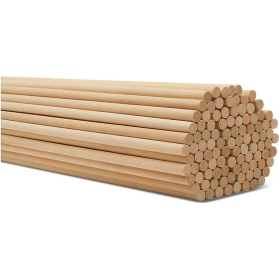 Değerli Hobi Yuvarlak Bambu Ahşap Çubuklar 35 cm  60  Adet 5 mm