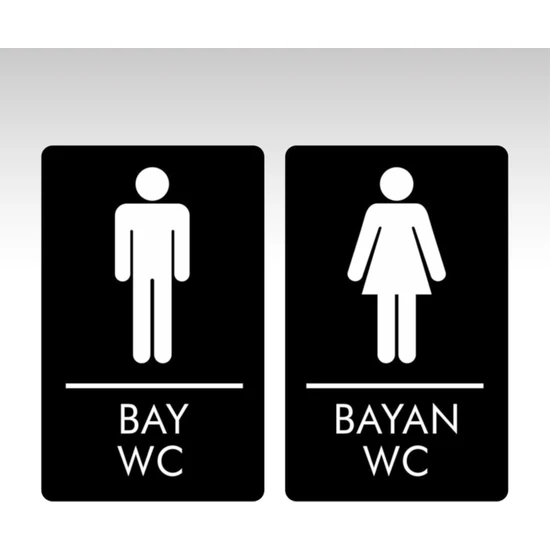 Egesta Wc Tuvalet Kapı Uyarı Yönlendirme Levhası 2'li Bay-Bayan Set