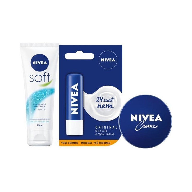Nivea Nıvea Soft 75 ml + Nıvea Dudak Kremi Original + Nıvea Krem 75 ml