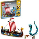 LEGO® Creator 3’ü 1 Arada Viking Gemisi ve Midgard Yılanı 31132 - 9 Yaş ve Üzeri Için Gemi ve Kurt Içeren Oyuncak Yapım Seti (1192 Parça)