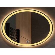 Global Led Mirror 65 x 85 cm Kumlamalı Dokunmatik Tuşlu Ledli Elips Ayna Duvar Salon Banyo Wc Ofis Yatak Odası Boy Ledli Ayna