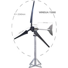 Windua Y3000 (3 Kw) Yatay Eksenli Rüzgar Türbini (Montaj Direği Dahil)