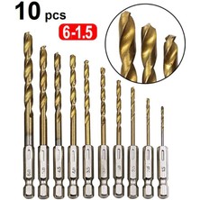 Depolife Hss Çelik Titanyum Kaplı Matkap Ucu Seti 10 Parça Altıgen Saplı 1/4 Hex Ahşap Metal Uç Takımı